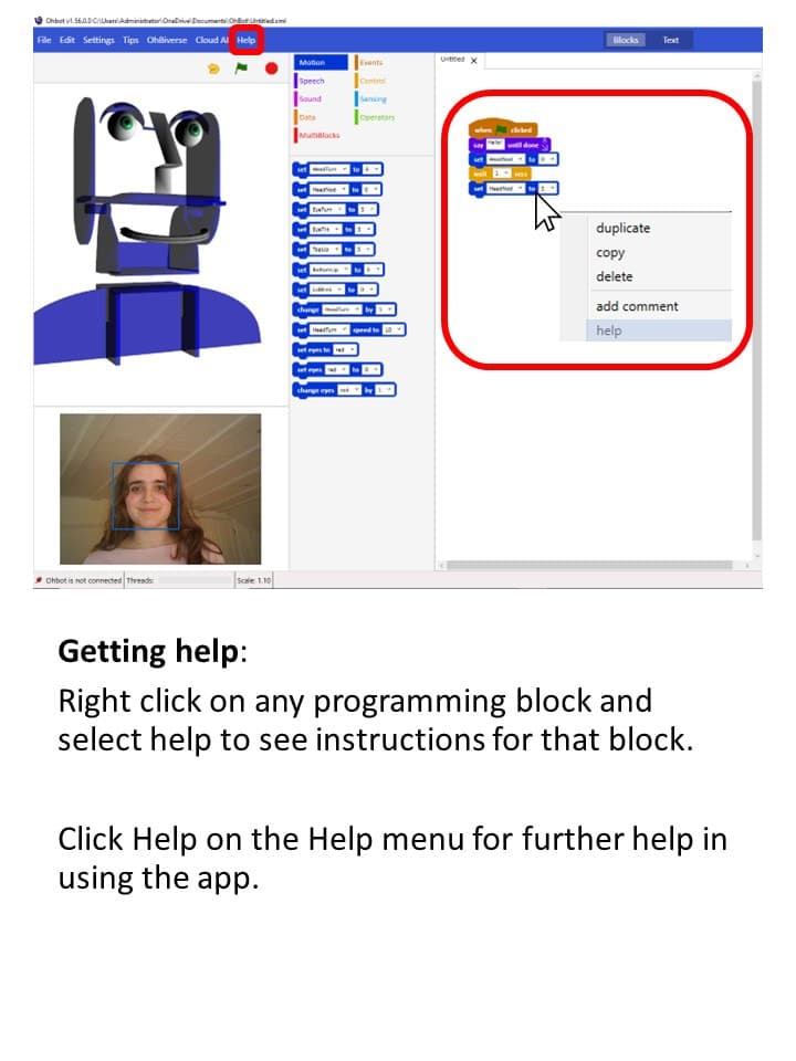 Ohbot App Tour, page 10 of 10