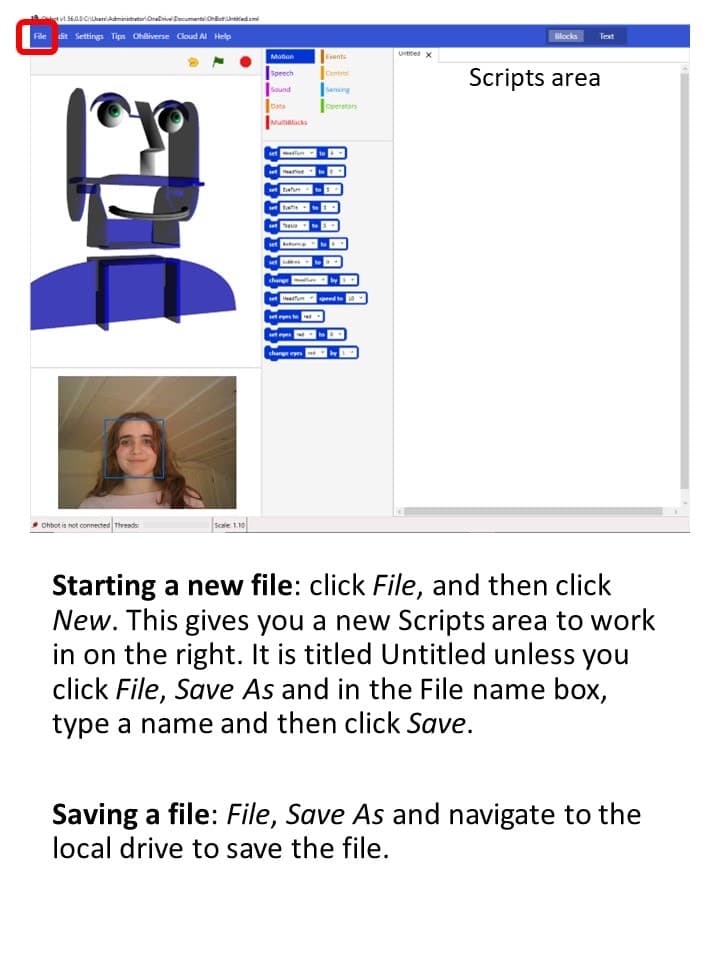 Ohbot App Tour, page 1 of 10