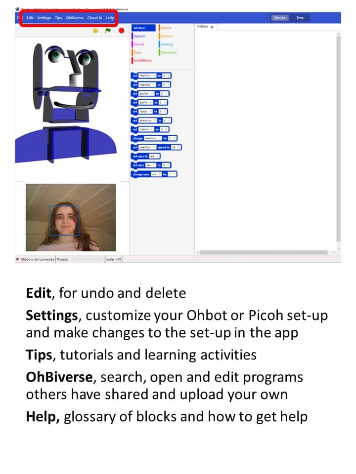 Ohbot App Tour, page 2 of 10