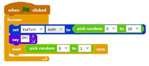 Code for randomly moving eyes