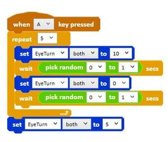 Three variations of random eye movement code
