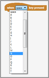 Picture showing When Key Pressed block