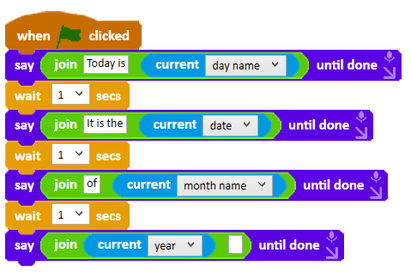 Code saying the full current date