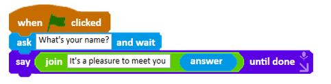 Code using ask and wait with the answer variable