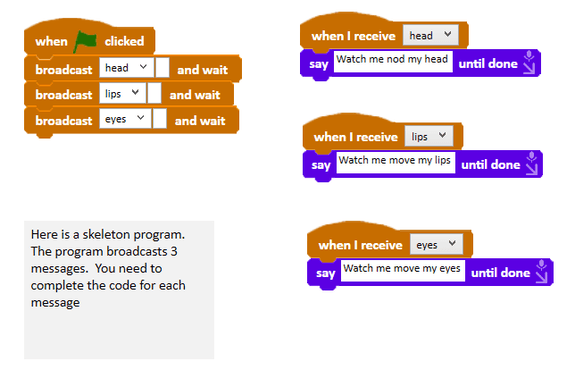Code with multiple broadcast instructions