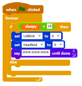 Code creating and incrementing the sleepy variable