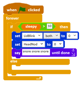 Code creating and incrementing the sleepy variable