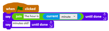 Using a join operator to add text before the minute