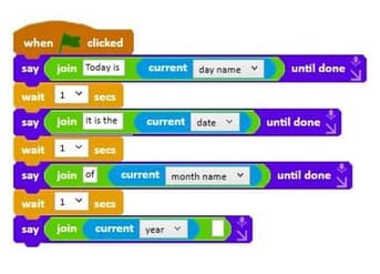 Code speaking the full current date