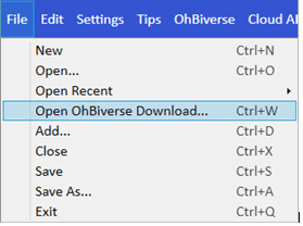 Open Ohbiverse Download on the File menu