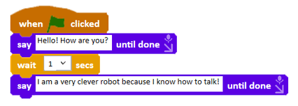 Picture showing say until done and wait blocks