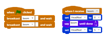 Two broadcast and wait blocks