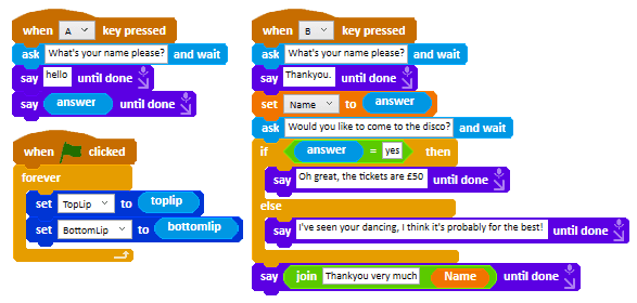 The Ask blocks