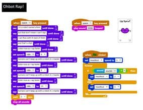 The Roborap code open in the Ohbot app