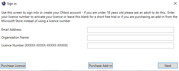 4. Enter an email address, organisation name (if you have one) and your licence