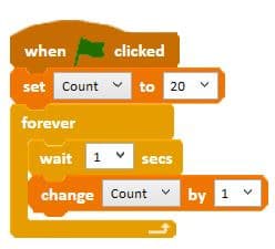 Code starting the count from 20