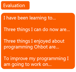 Ohbot project evaluation feedback sheet
