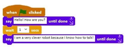 Code using the say until done instruction