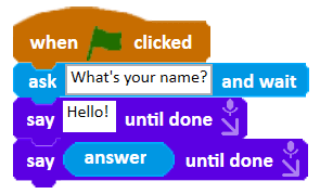 Code using ask and wait with the answer block