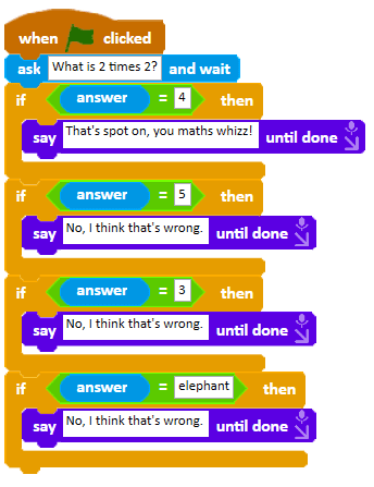Many if statements covering each possible answer