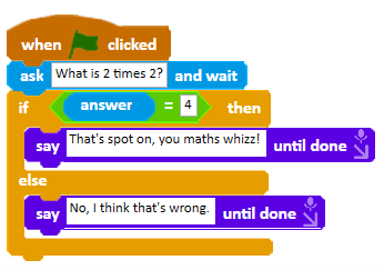 Example if-then-else quiz code